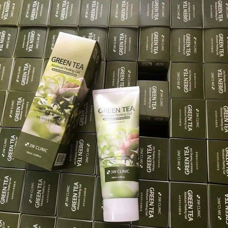 Green Tea Moiturizer Peeling 3W Clinic 180ml (Tẩy Da Chết Trà Xanh)